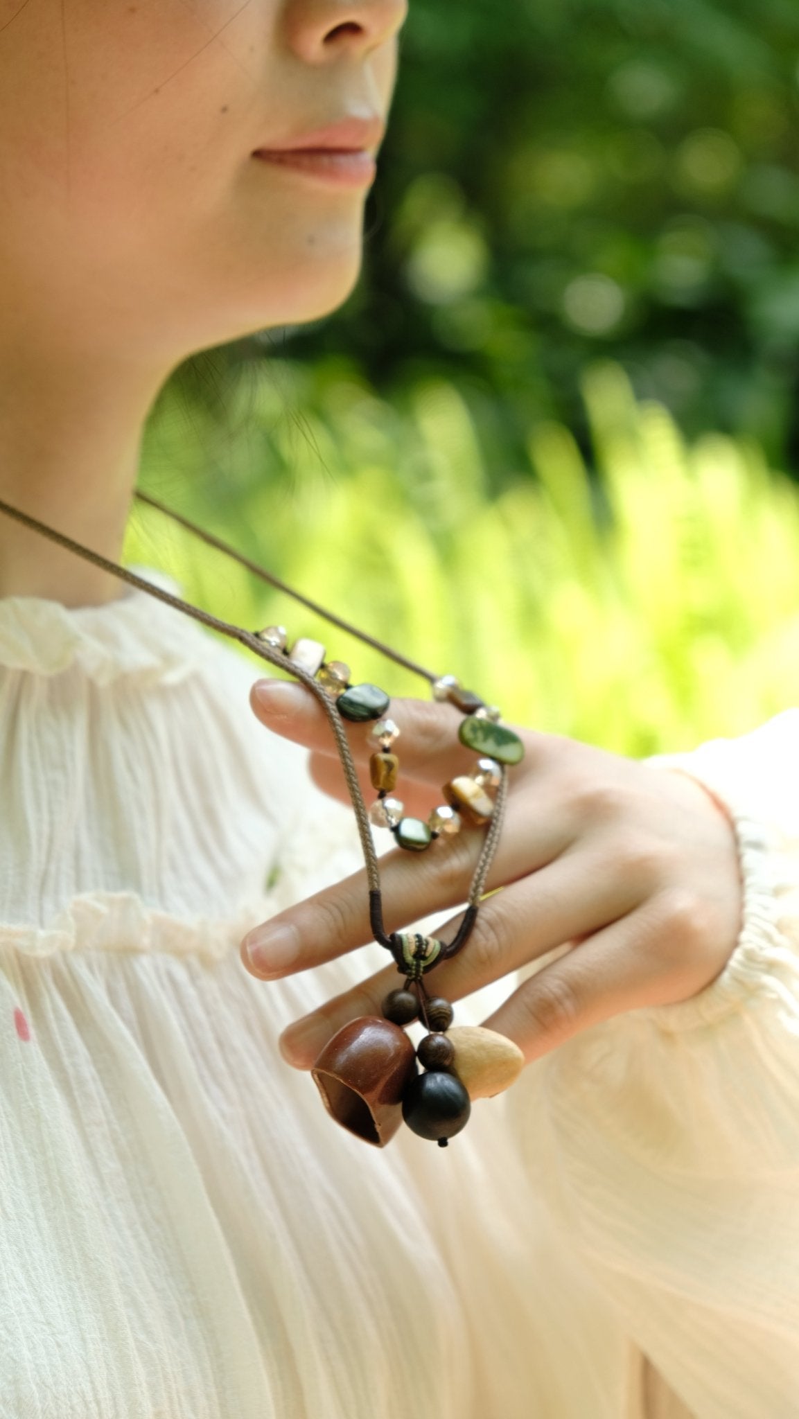 "Earthy Gem" Seed&Stone Necklace
