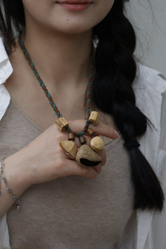 "Forest Harmony" Seed&Wood Bead Necklace