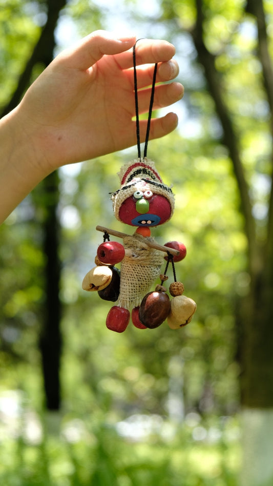 "Tribal Nomad" Burlap Red Wood Folk Doll