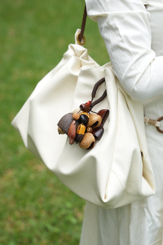 "The Woodland Harvest" - Mixed Forest Nut Cluster Charm with Lucky Red Seeds