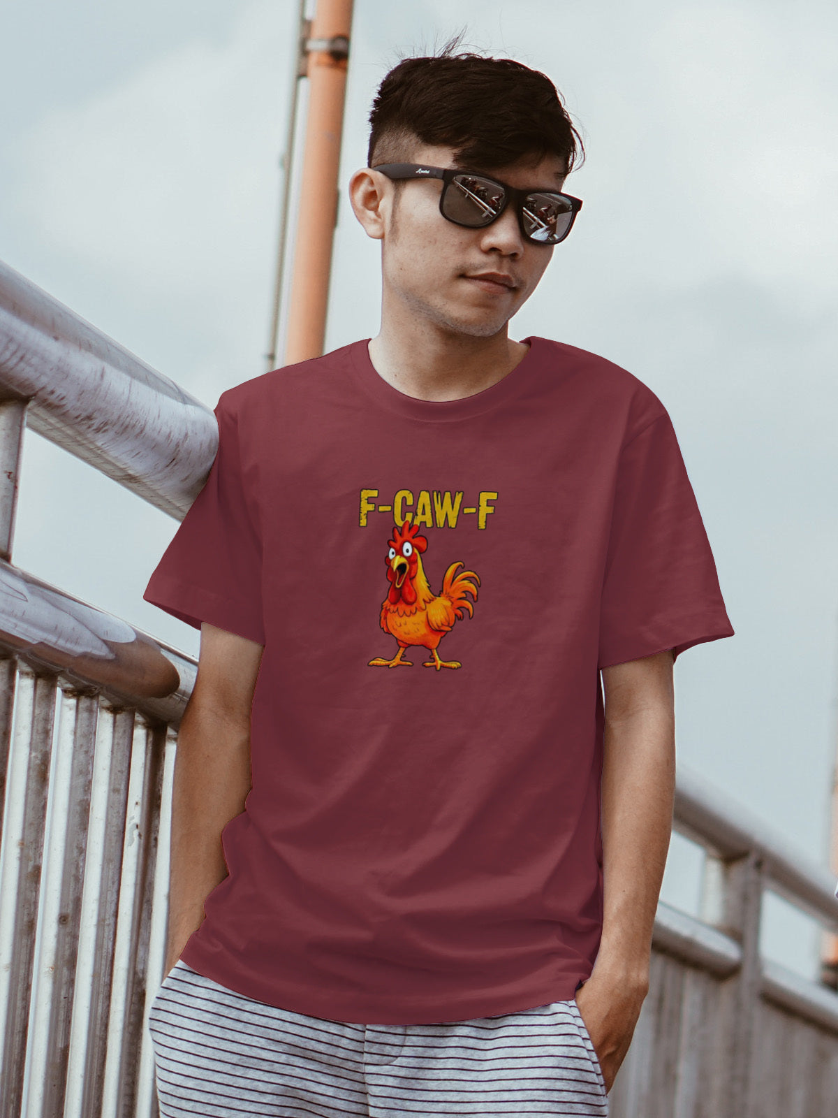 F CAW F Chicken Rooster Mens T Shirt Gildan