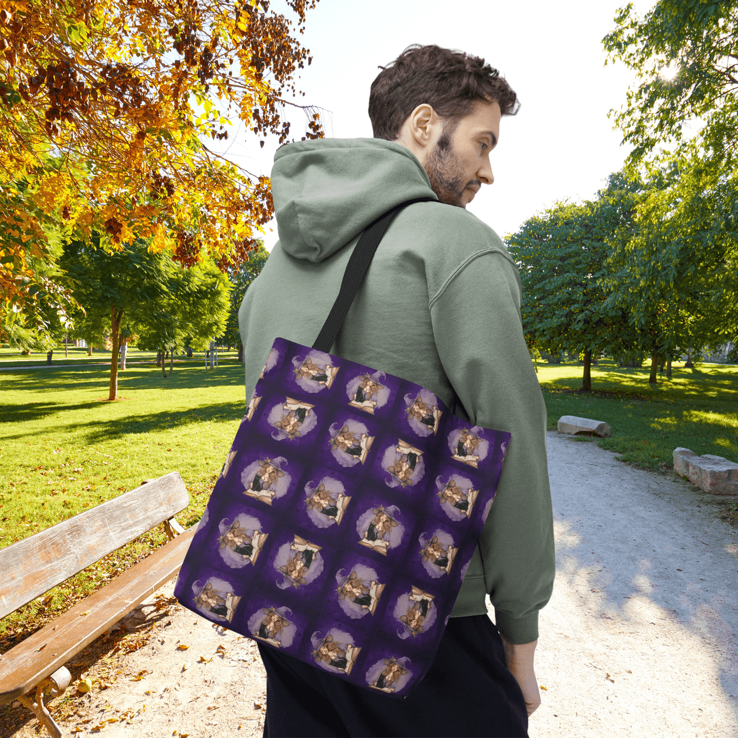 Vibrant Witchy Cat Lady Tote Bag