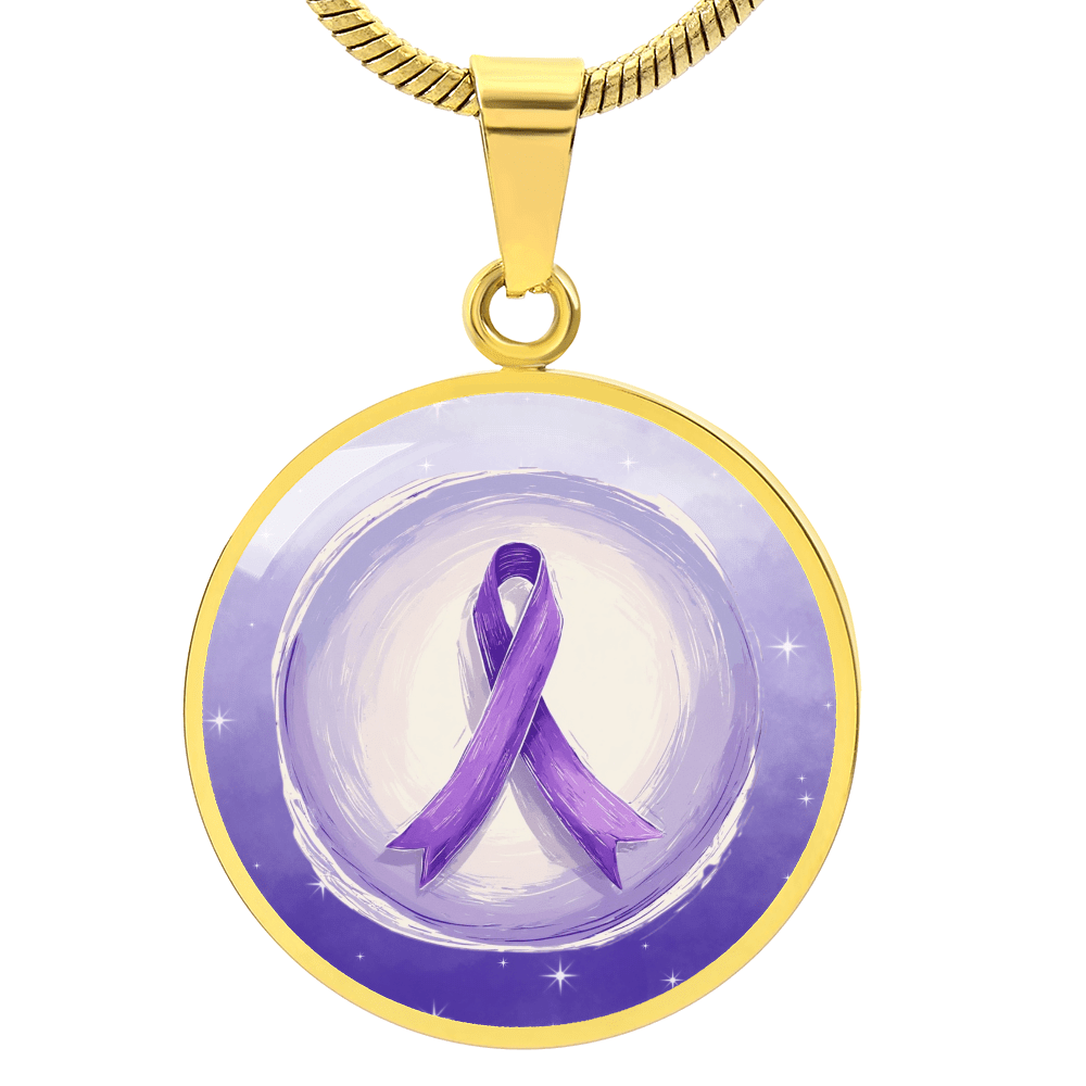 Watercolor Purple Ribbon Pendant Necklace for Epilepsy Awareness
