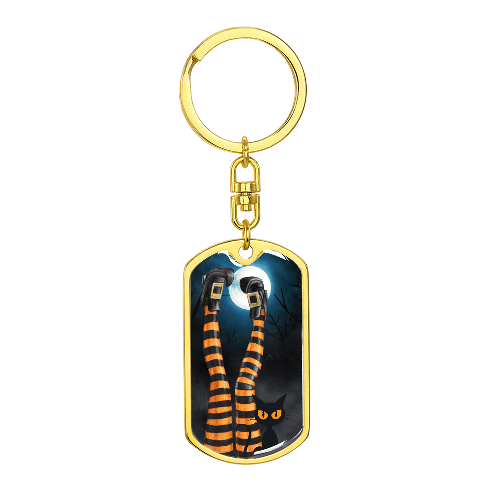 Witchy Cat Lady Legs Keychain