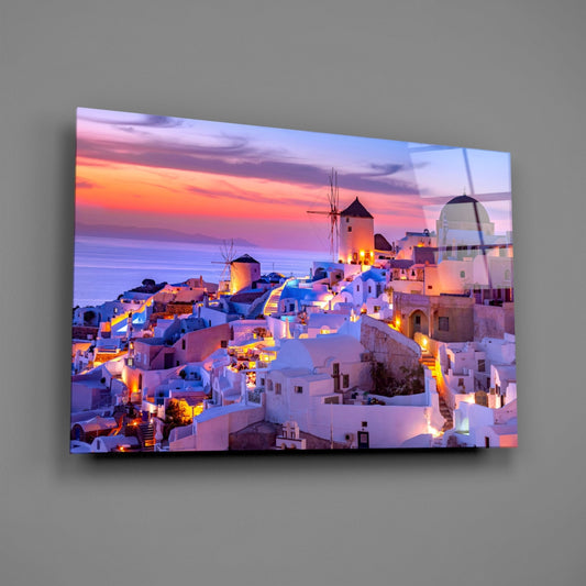 Santorini Glass Wall Art