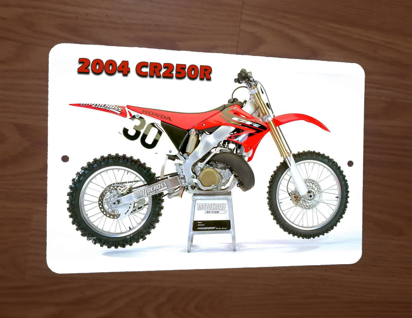 2004 Honda CR250R Motocross Dirt Bike Motor Cycle Photo x12 Metal Wall Sign Garage Poster