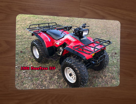 1986 Honda Fourtrax 350 Bike 4 Wheeler Quad ATV 8x12 Metal Wall Sign Garage Poster