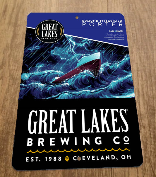 Edmund Fitzgerald Porter Beer Great Lakes Brewing 8x12 Metal Wall Bar Sign