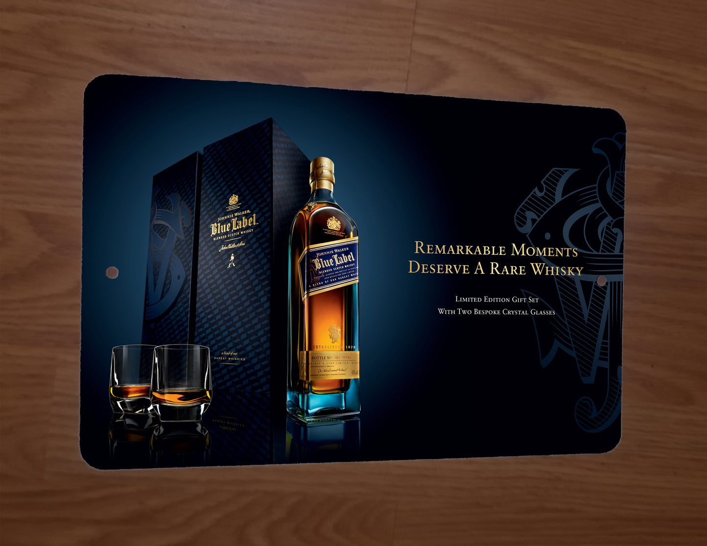 Johnnie Walker Blue Label Scotch Whisky Alcohol Liquor 8x12 Metal Wall Bar Sign