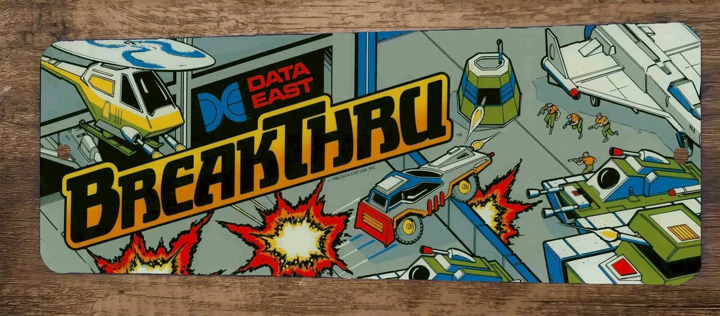 Breakthru Arcade Video Game 4x12 Metal Wall Sign Marquee Banner Poster