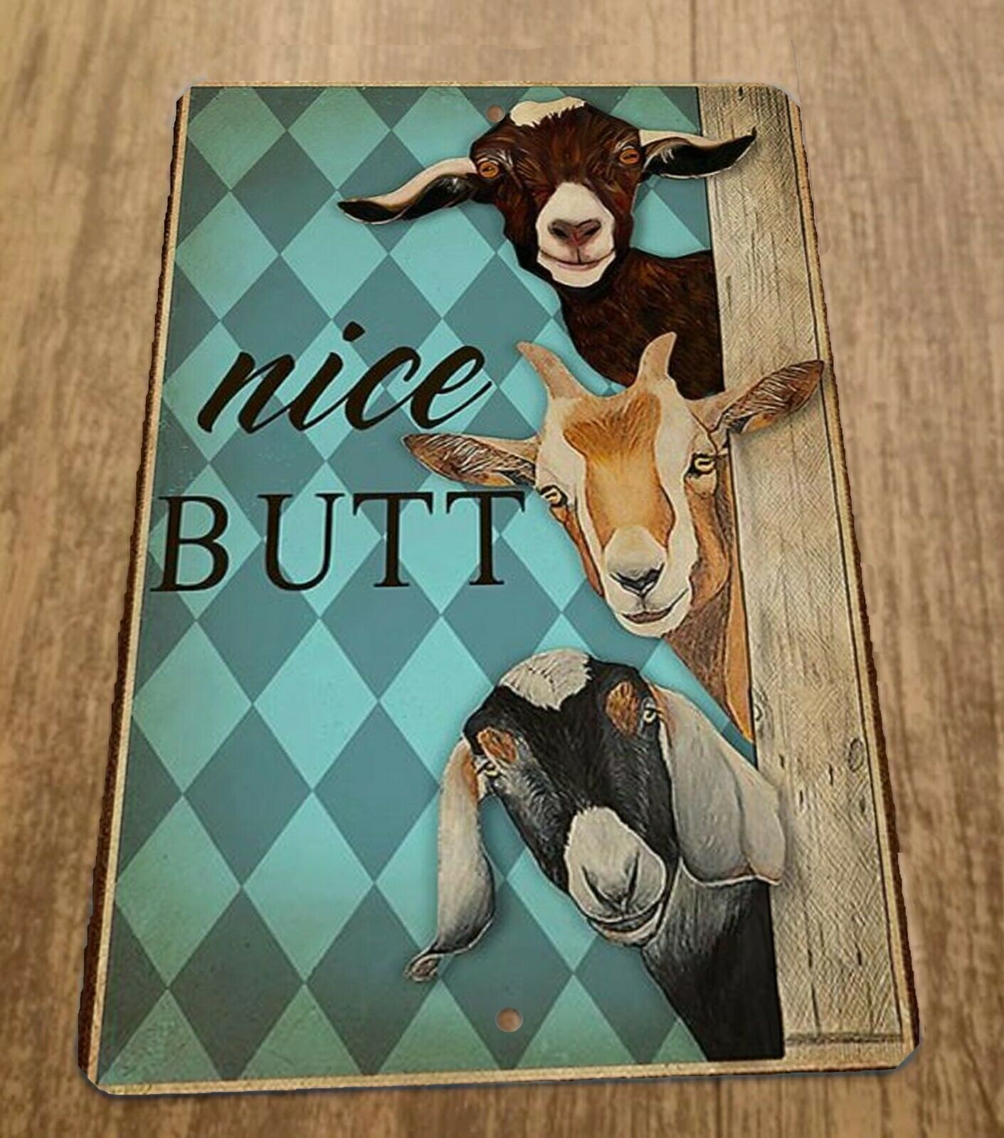 Goats Staring Nice Butt 8x12 Metal Wall Sign Animals