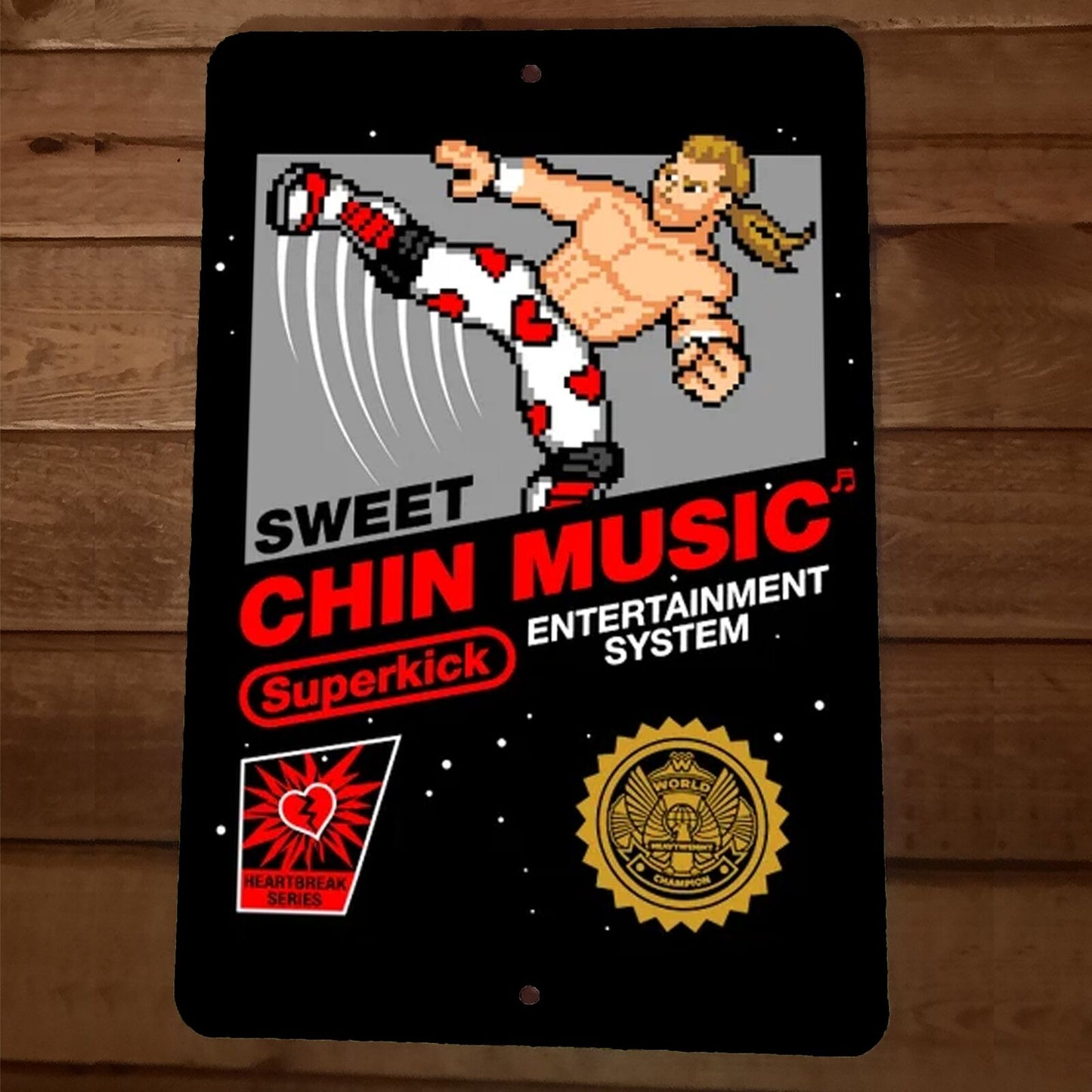 Sweet Chin Music 8x12 Metal Wall Video Game Parody Sign Poster