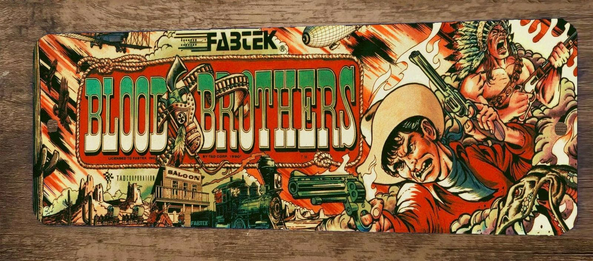Blood Brothers Arcade Video Game 4x12 Metal Wall Sign Marquee Banner Poster