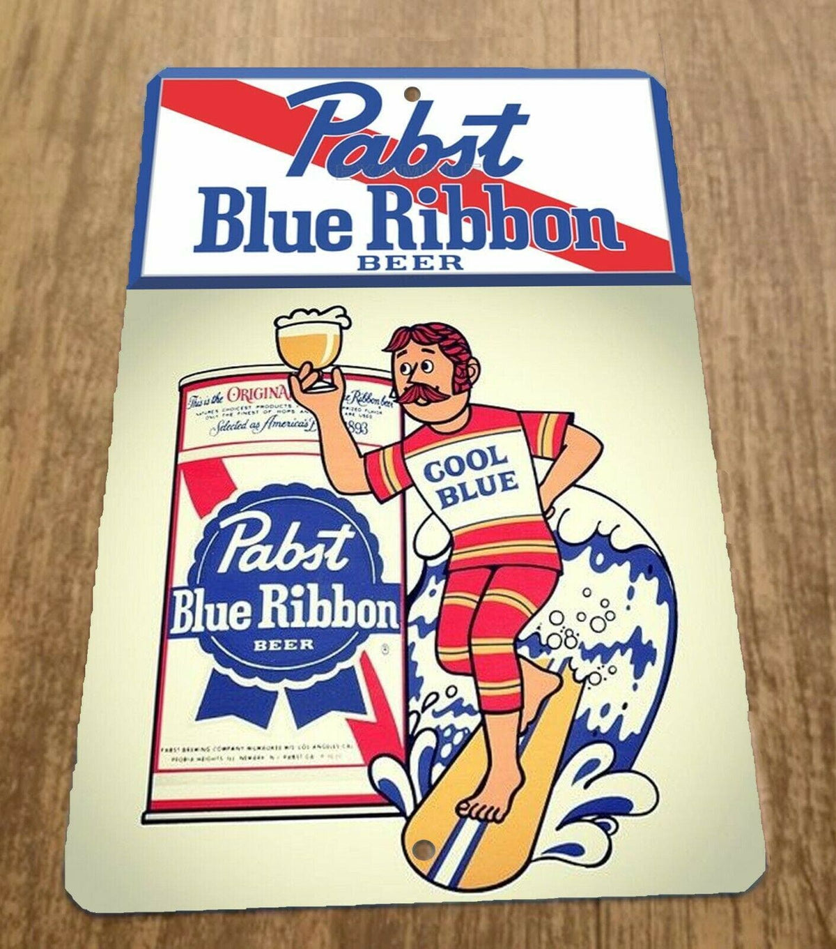 Vintage PBR Cool Blue Pabst Blue Ribbon Beer Ad 8x12 Metal Wall Bar Sign