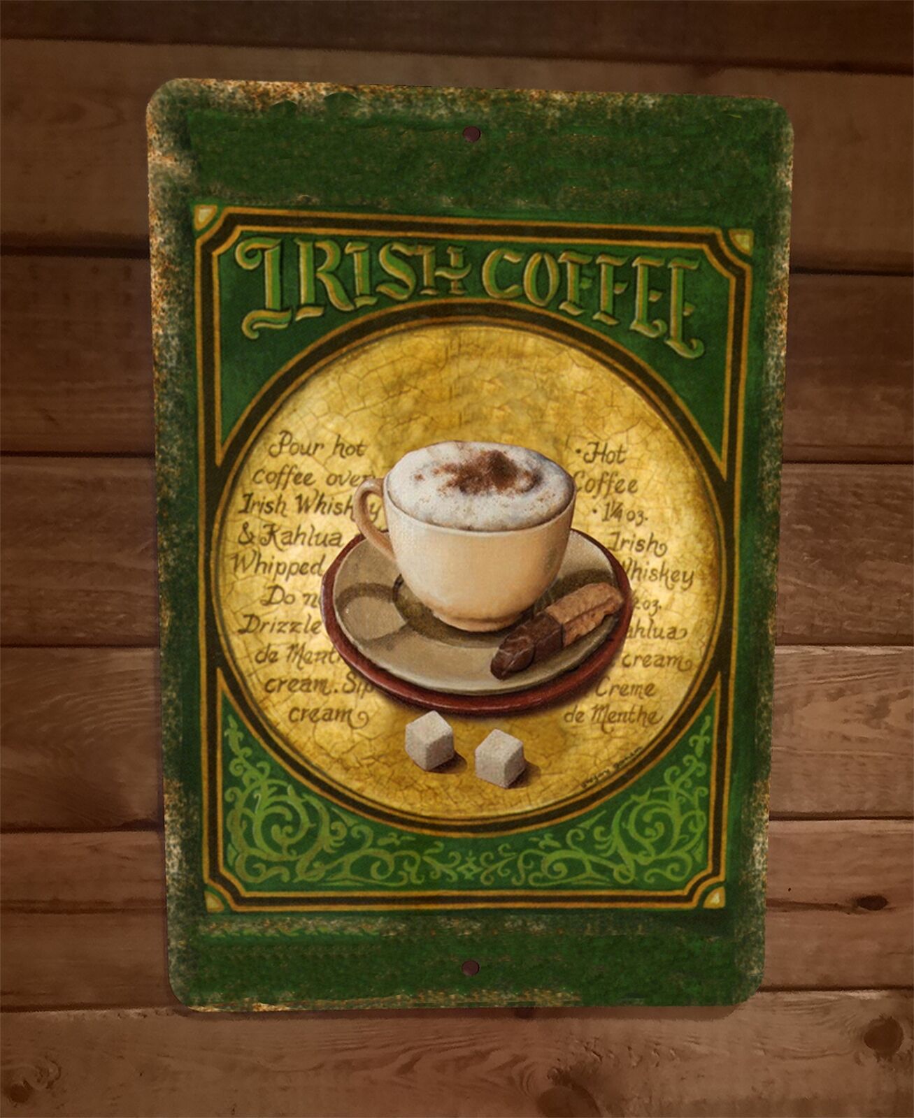 Irish Coffee 8x12 Metal Wall Sun Room Kitchen Bar Sign