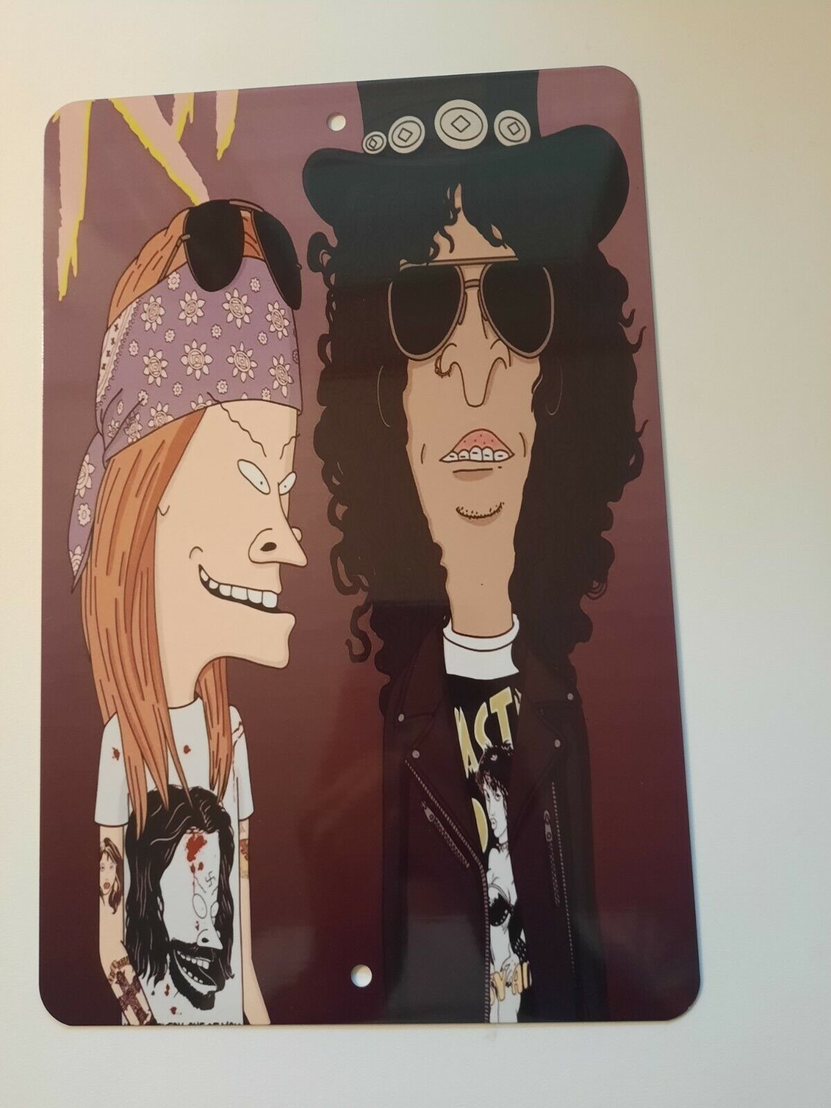 Guns N Roses Beavis Rose Butthead Slash 8x12 Metal Wall Sign