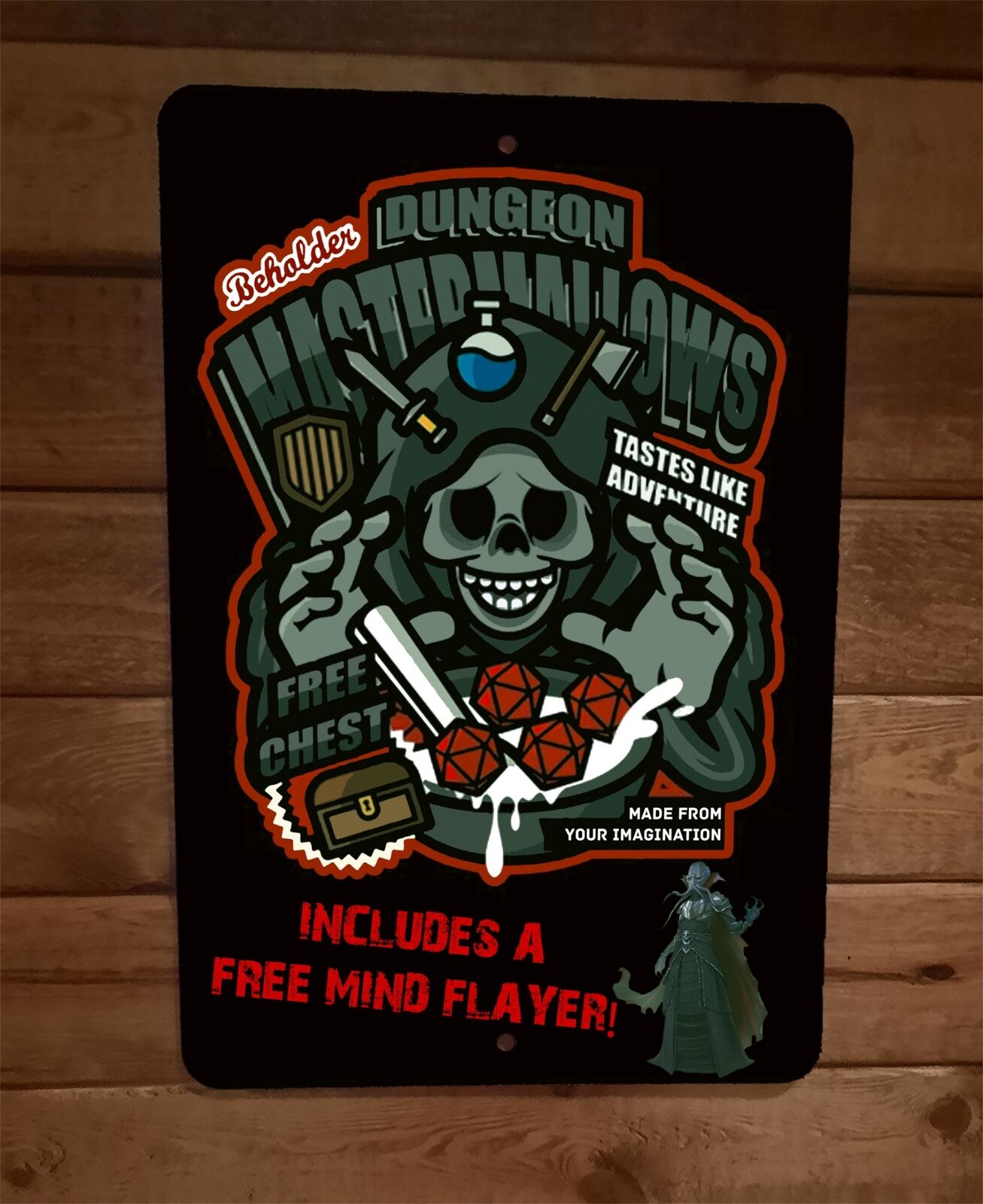 Dungeon Mastermallows Cereal Fre Mind Flayer D&D 8x12 Metal Wall Poster Sign