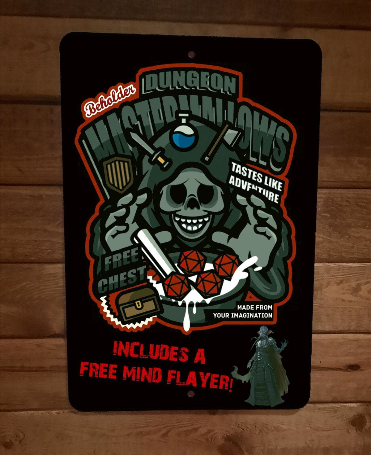 Dungeon Mastermallows Cereal Fre Mind Flayer D&D 8x12 Metal Wall Poster Sign