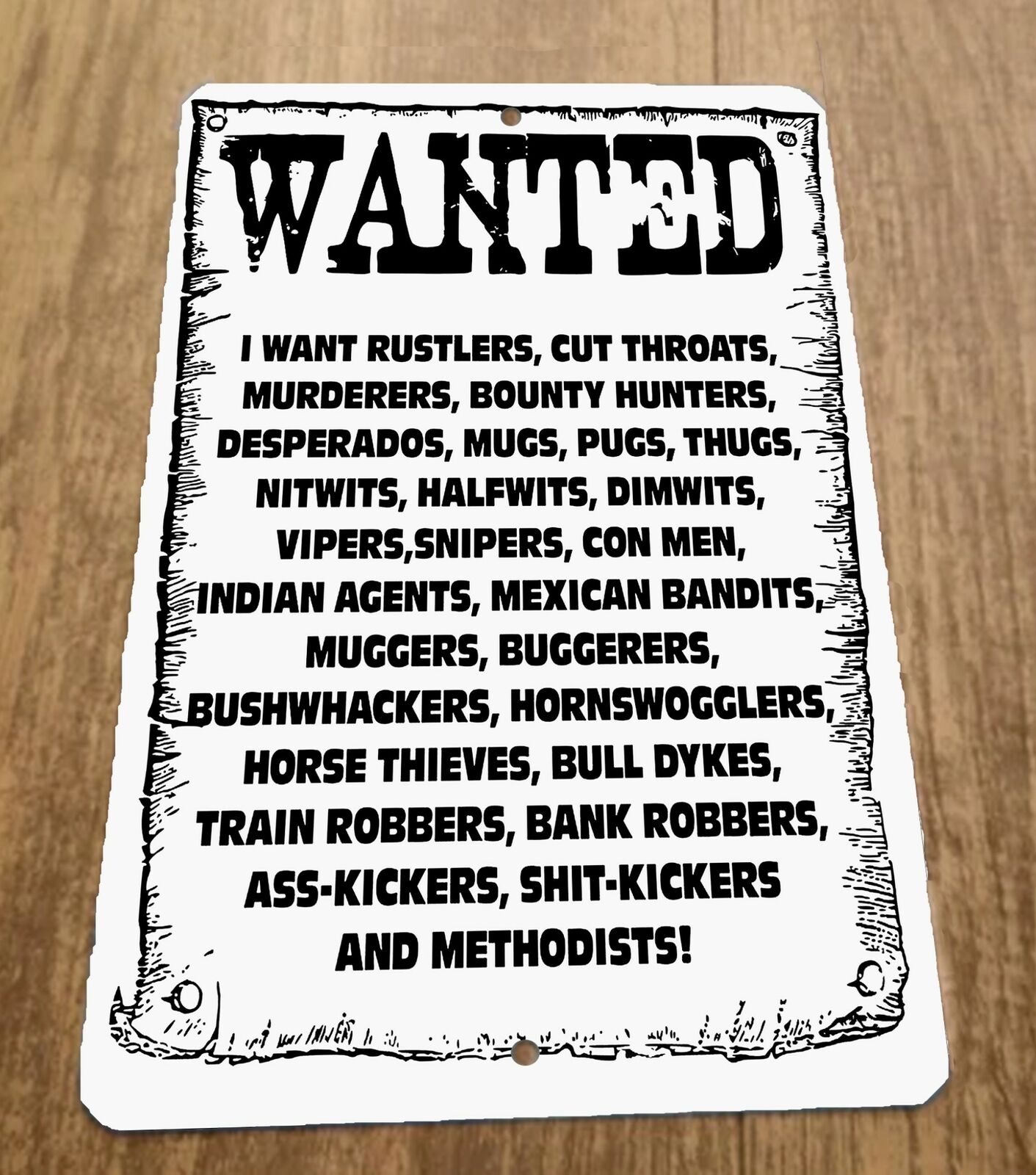 Wanted Rustlers Cut Throats Murderers Bounty Hunters Thugs 8x12 Metal Wall Sign