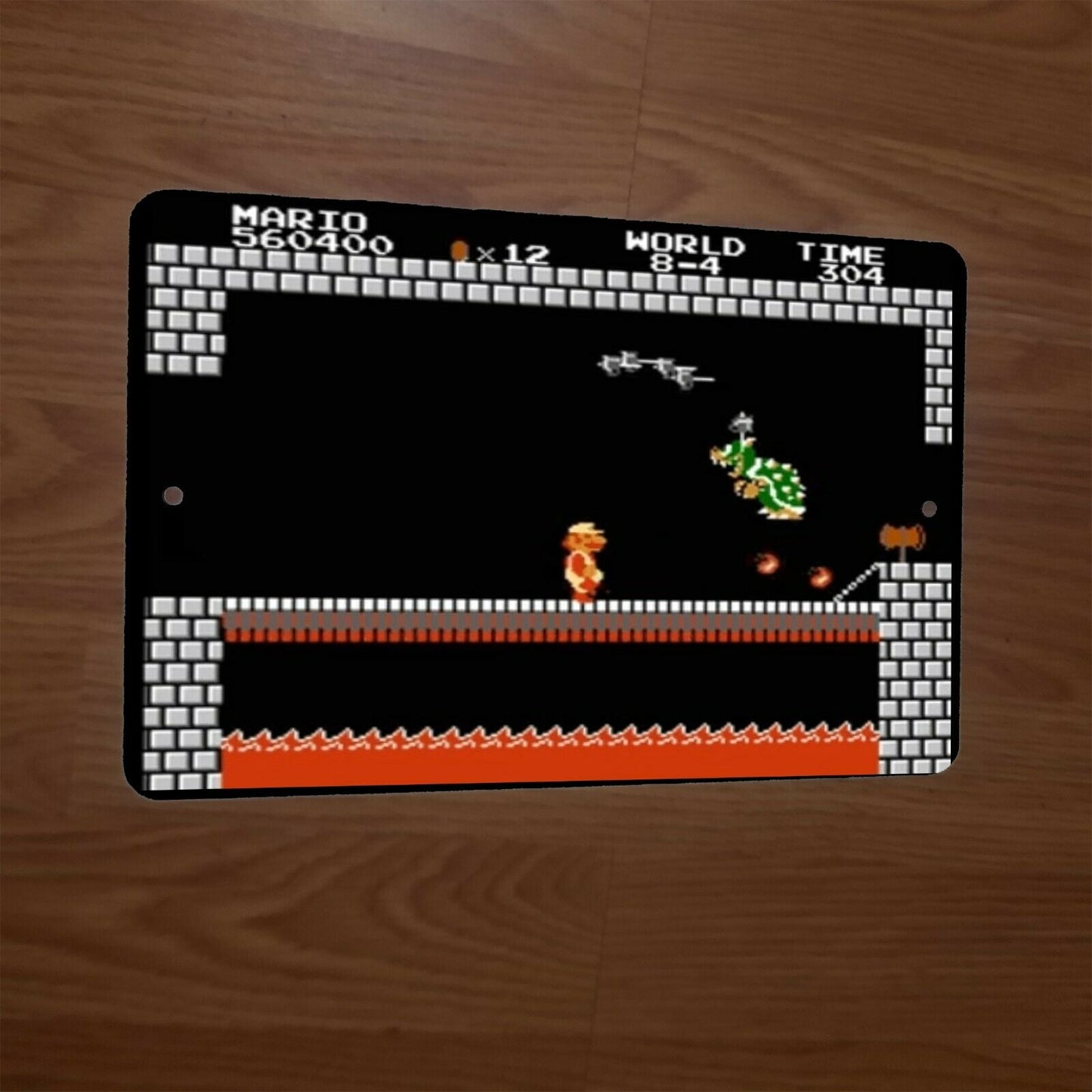 Super Mario Bros Mario vs Bowser Screenshot 8x12 Metal Wall Sign Retro 80s