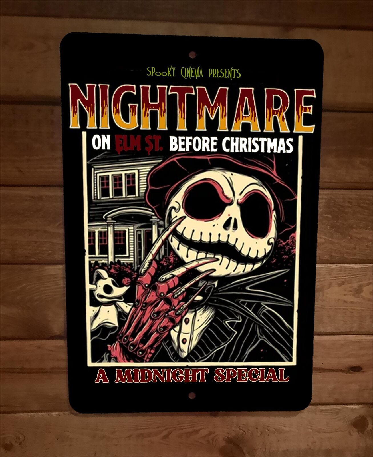 Nightmare on Elm St Before Christmas Skelington 8x12 Metal Wall Sign Poster