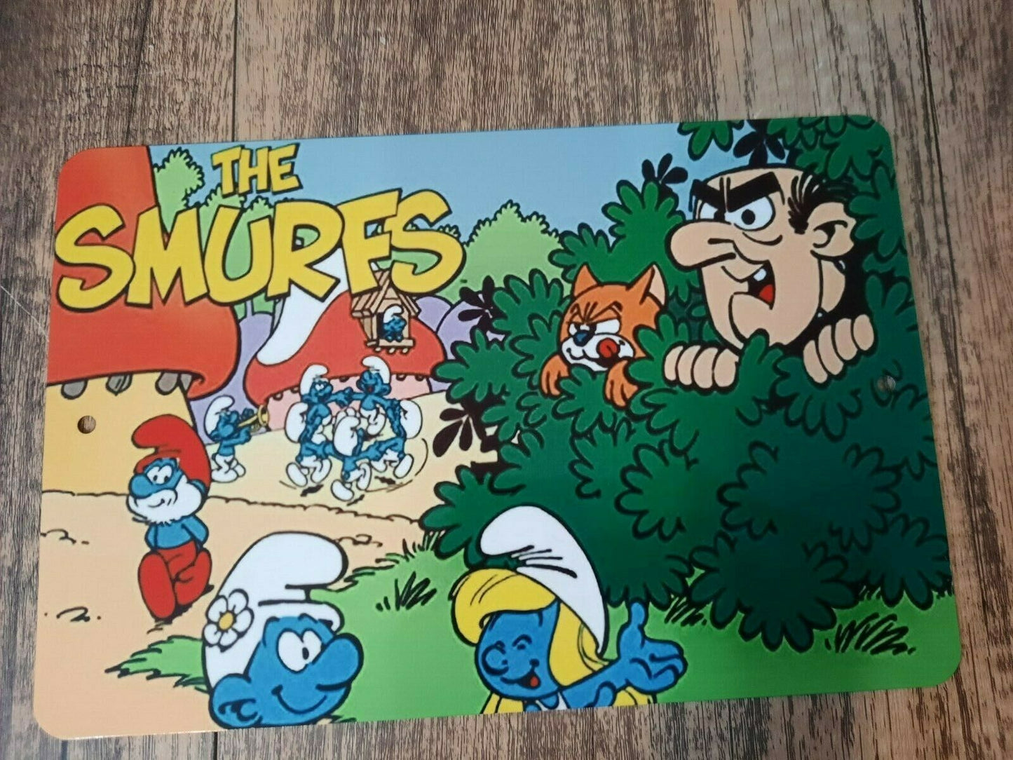 The Smurfs Retro 80s Hanna Barbera Classic Cartoon 8x12 Metal Wall Sign