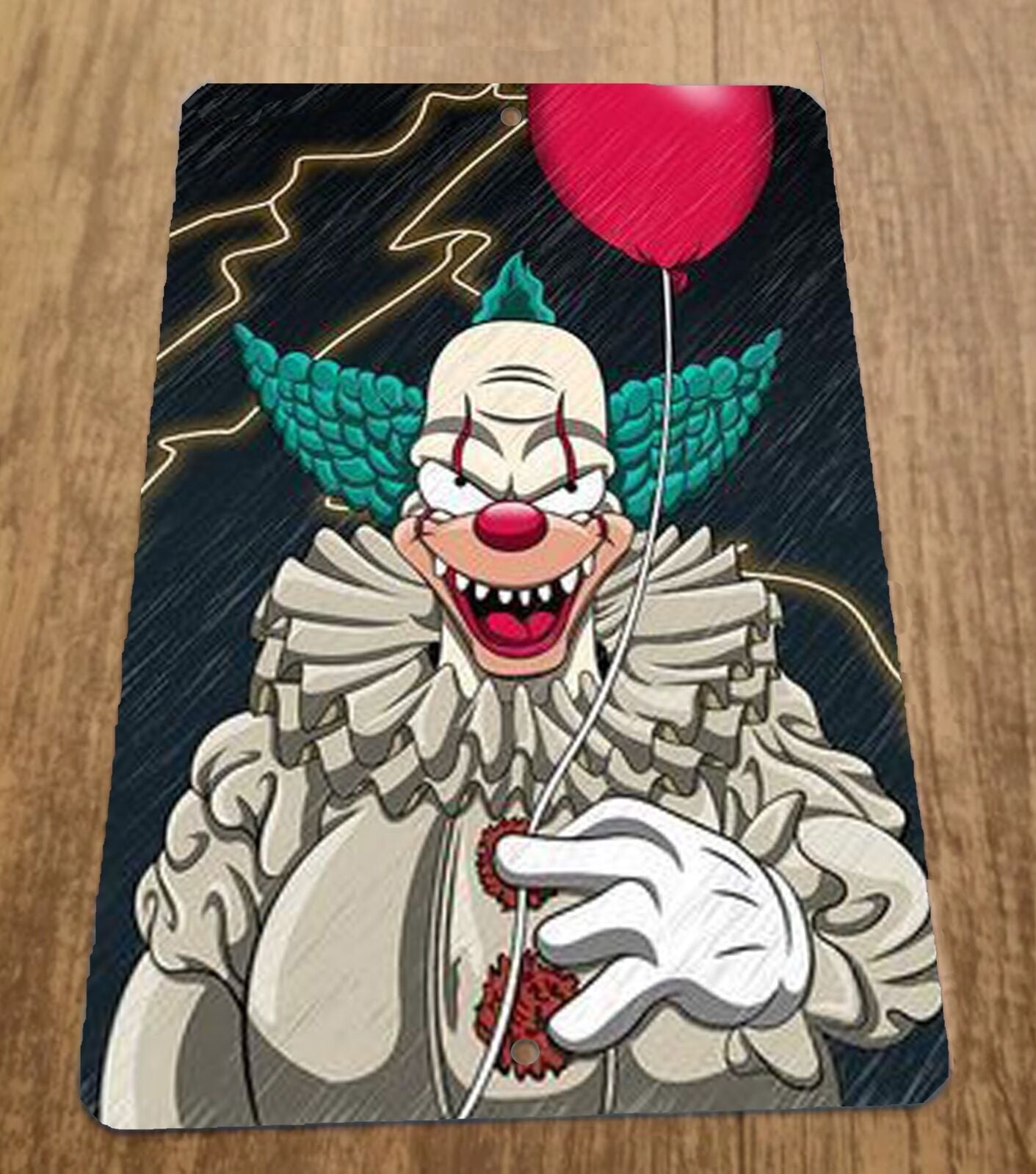 Evil Clown Krusty from Simpsons Cartoon Artwork 8x12 Metal Wall Sign