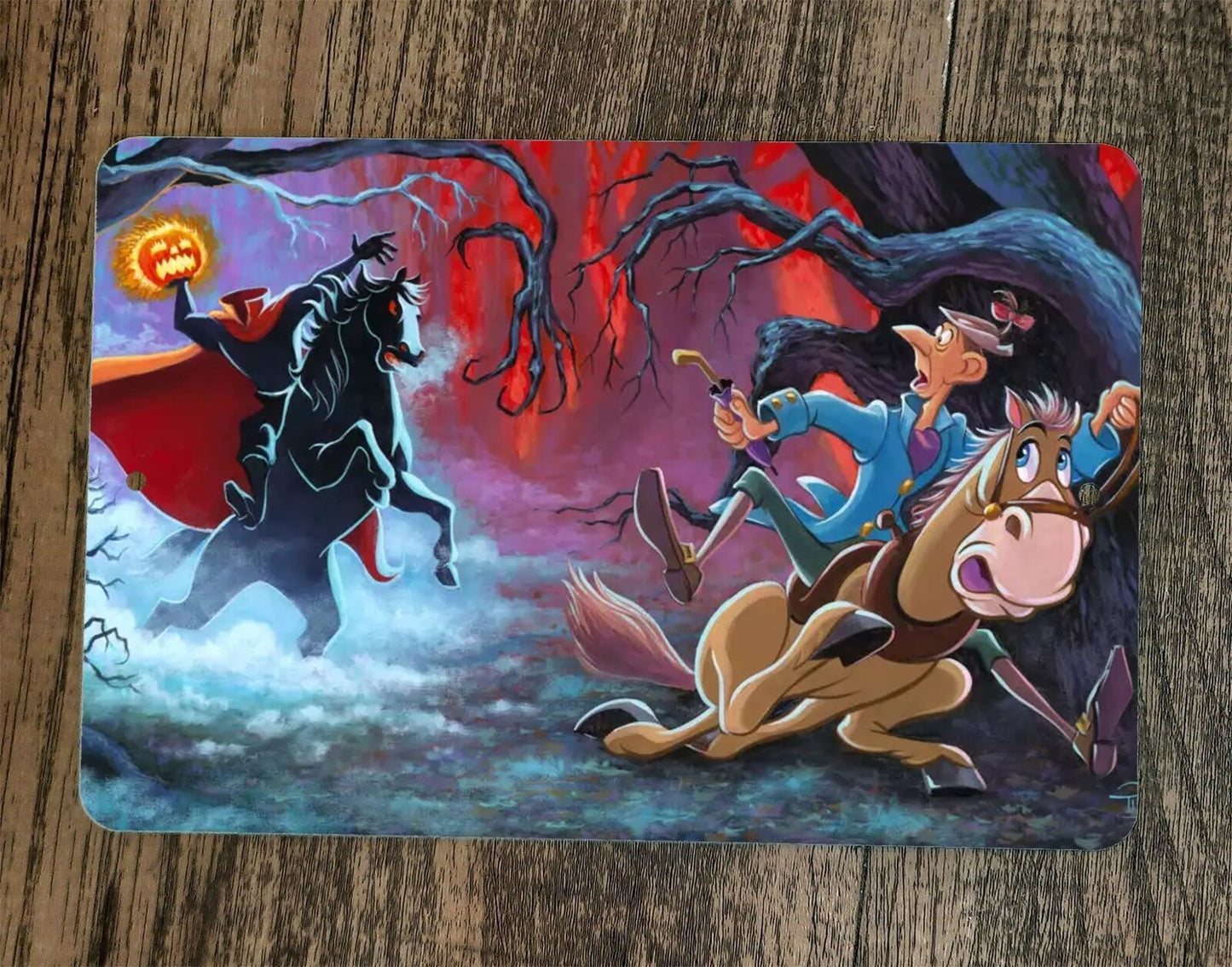 Headless Horseman Art #1 Halloween Horror 8x12 Metal Wall Sign