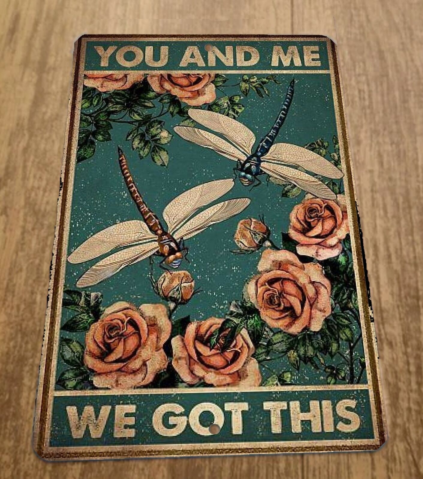 You and Me We Got This Dragonflies 8x12 Metal Wall Animal Sign