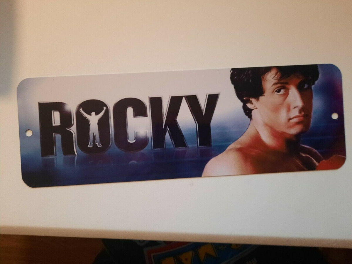 ROCKY Banner 4x12 Inch Metal Wall Sign Retro 80s Boxing Action Movie Poster