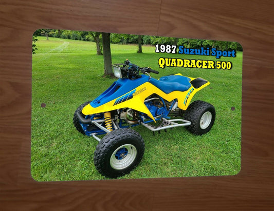 1987 Suzuki Quadracer 500 Bike 4 Wheeler Quad ATV 8x12 Metal Wall Sign Garage Poster
