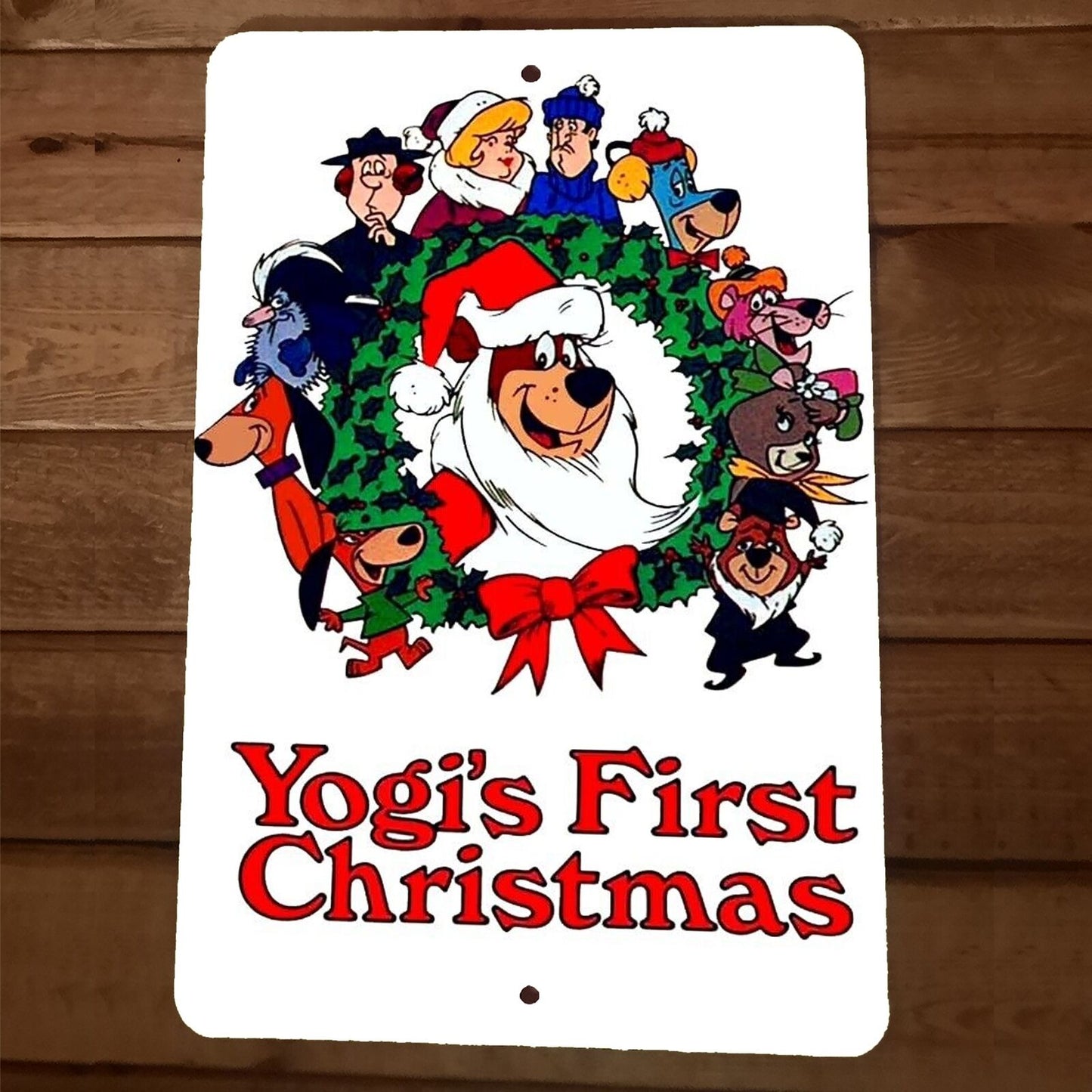Yogis First Christmas Xmas 8x12 Metal Wall Sign Poster