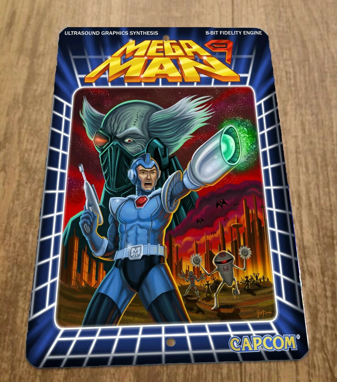 Mega Man 9 Video Game Box Art 8x12 Metal Wall Sign Retro 80s Arcade