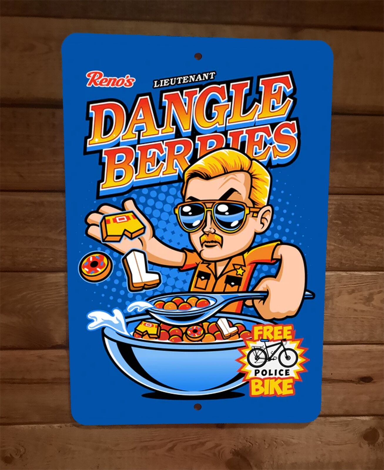 Renos Lt Dangle Berries Cereal 911 TV Show Parody 8x12 Metal Wall Sign