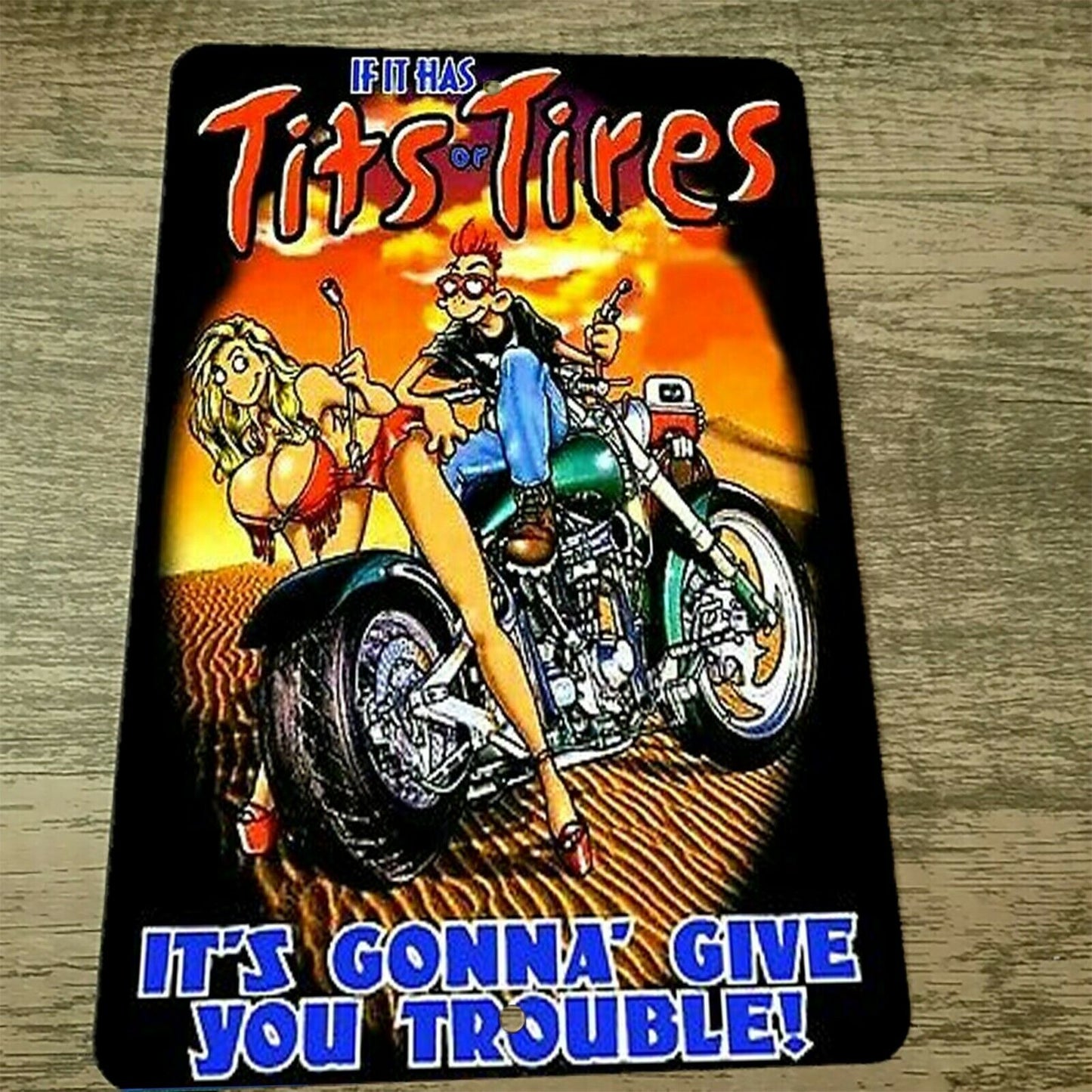 If it has Tits or Tires its Gonna Give you trouble 8x12 Metal Wall Sign Garage Poster