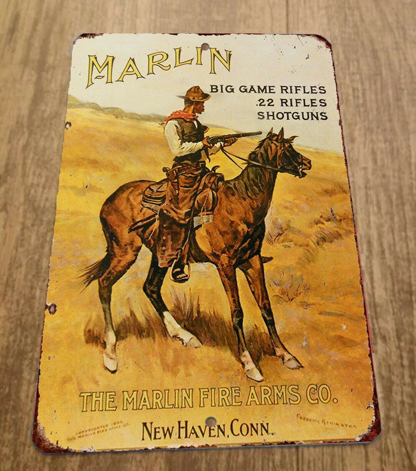 Vintage Marlin Fire Arms Rifle Shotgun Advertisement 8x12 Metal