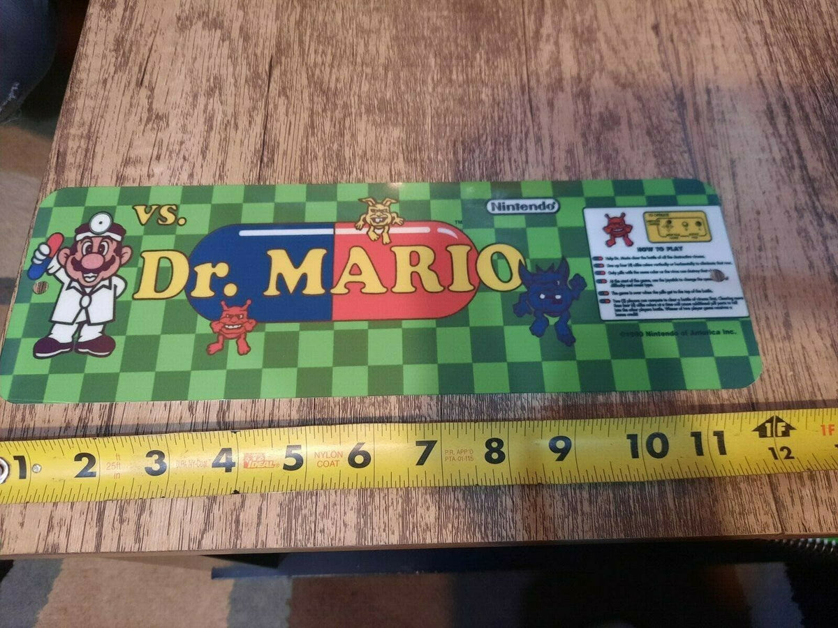 Dr. Mario Classic Arcade Video Game Marquee Banner 4x12 Inch Metal Wall Sign Retro 1980s