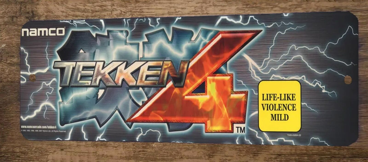 Tekken 4 Arcade 4x12 Metal Wall Video Game Marquee Banner Sign