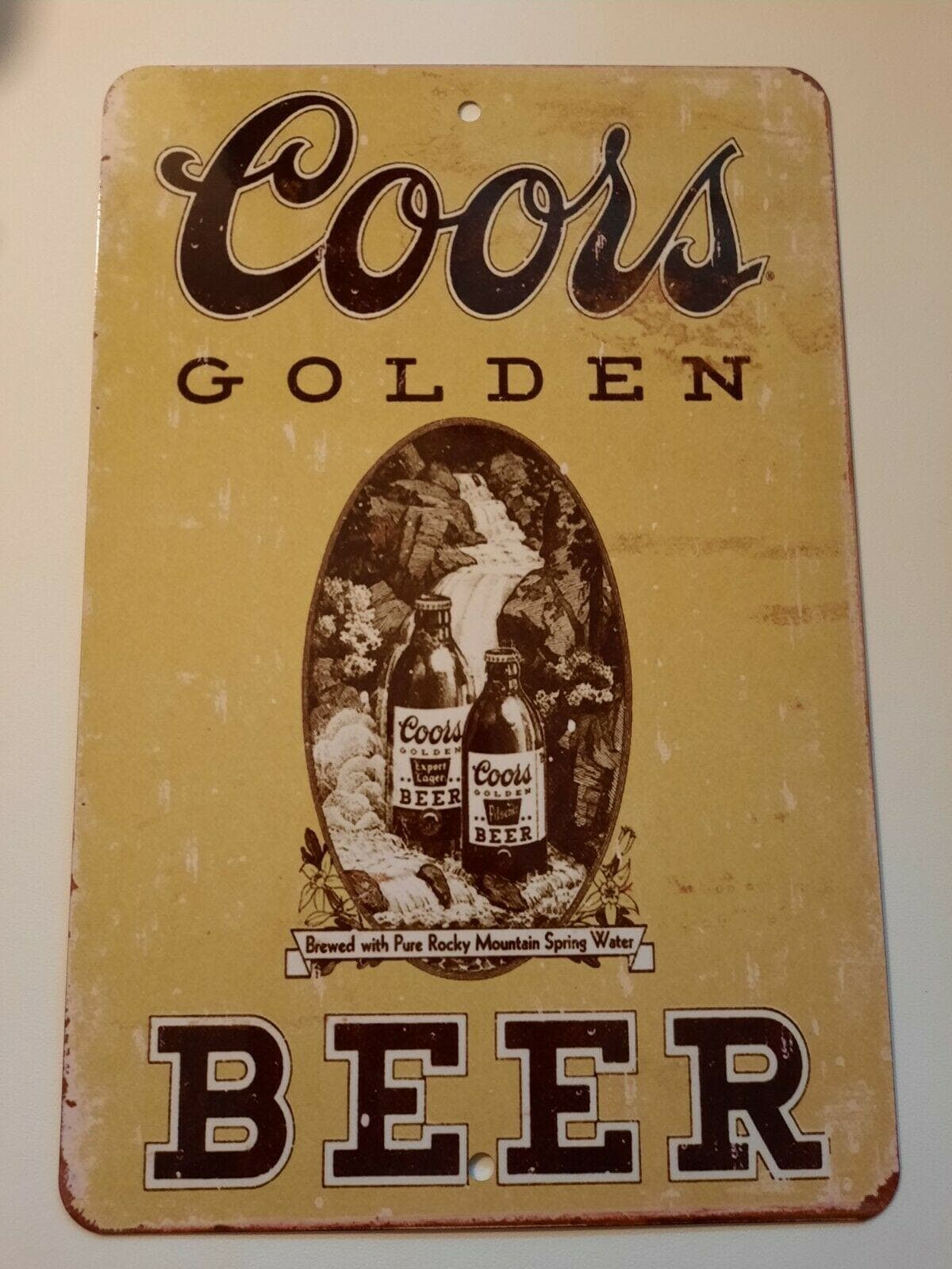 Coors Golden Beer 8x12 Aluminum Metal Wall Garage Man Cave Bar Sign