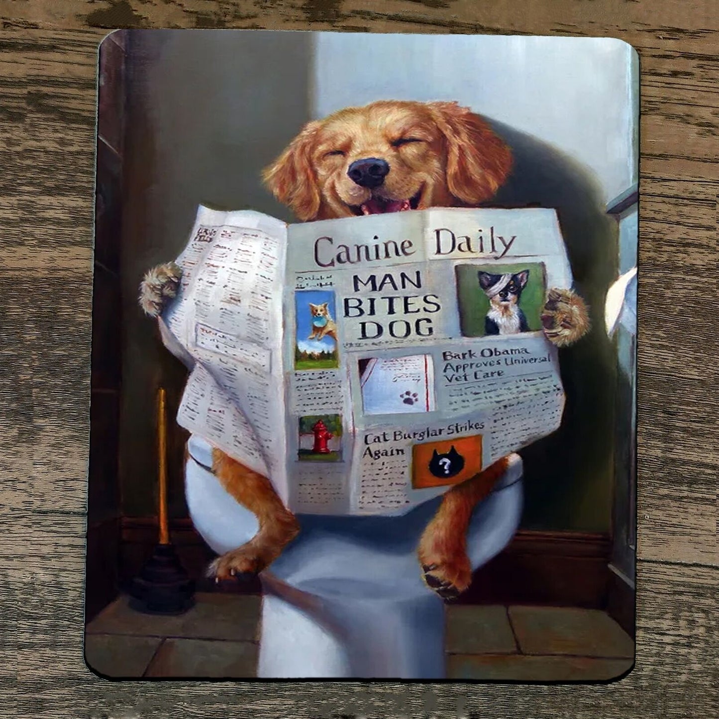 Mouse Pad Canine Daily Dog Taking Poop on Toilet Man Bites Dog