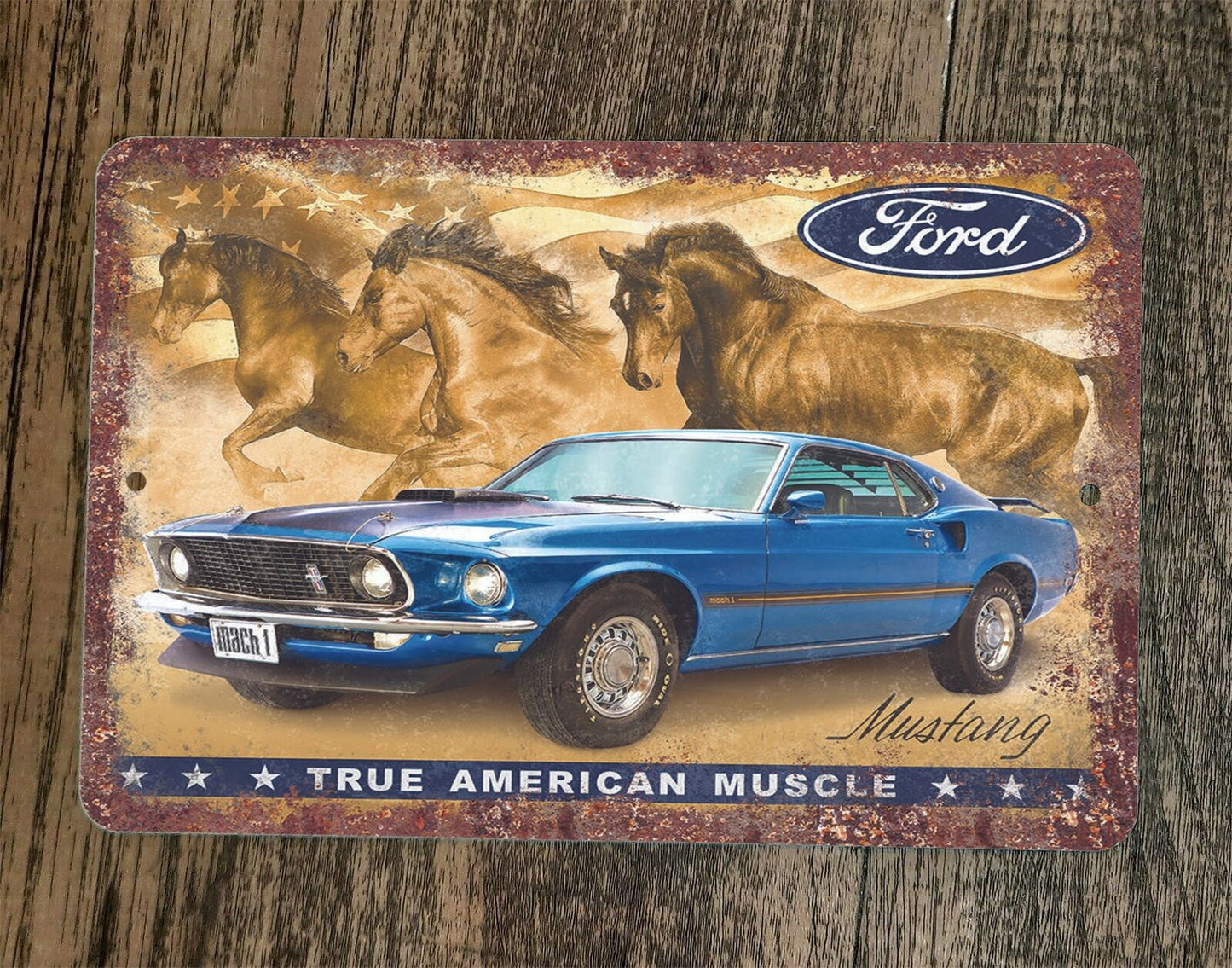 True American Muscle Ford Mustang 8x12 Metal Wall Garage Sign Poster