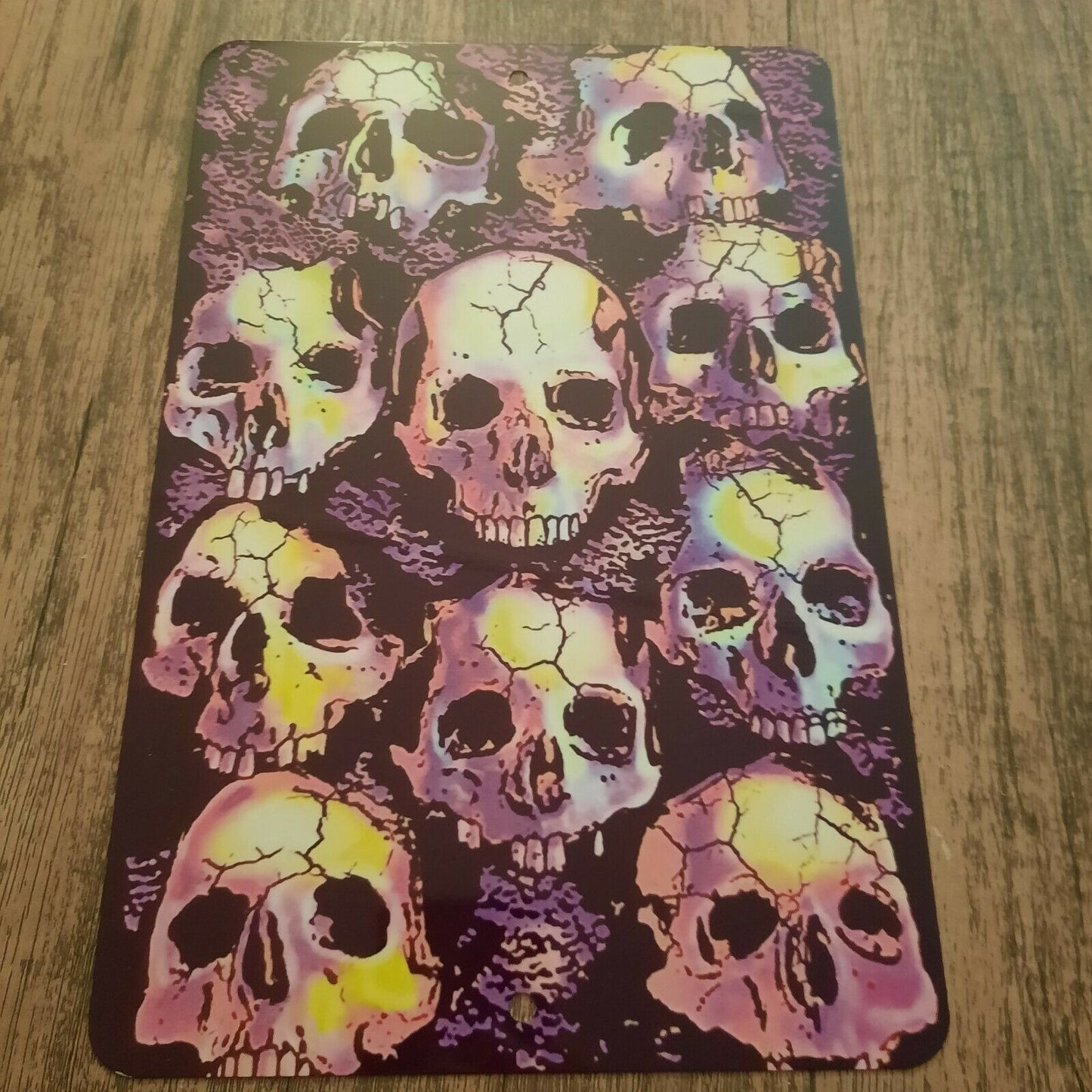Wall of Skulls Trippy 420 Ganja Poster Style 8x12 Metal Wall Sign