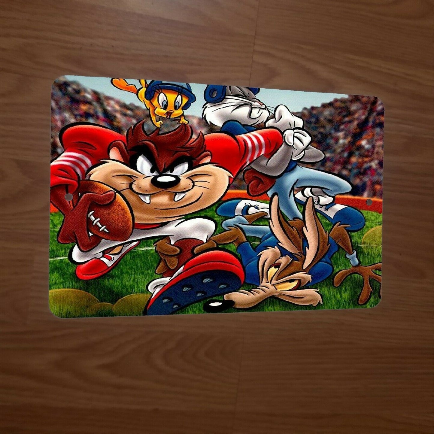 Taz Touchdown Looney Tunes Football Bugs Bunny Tweety 8x12 Metal Wall Sign