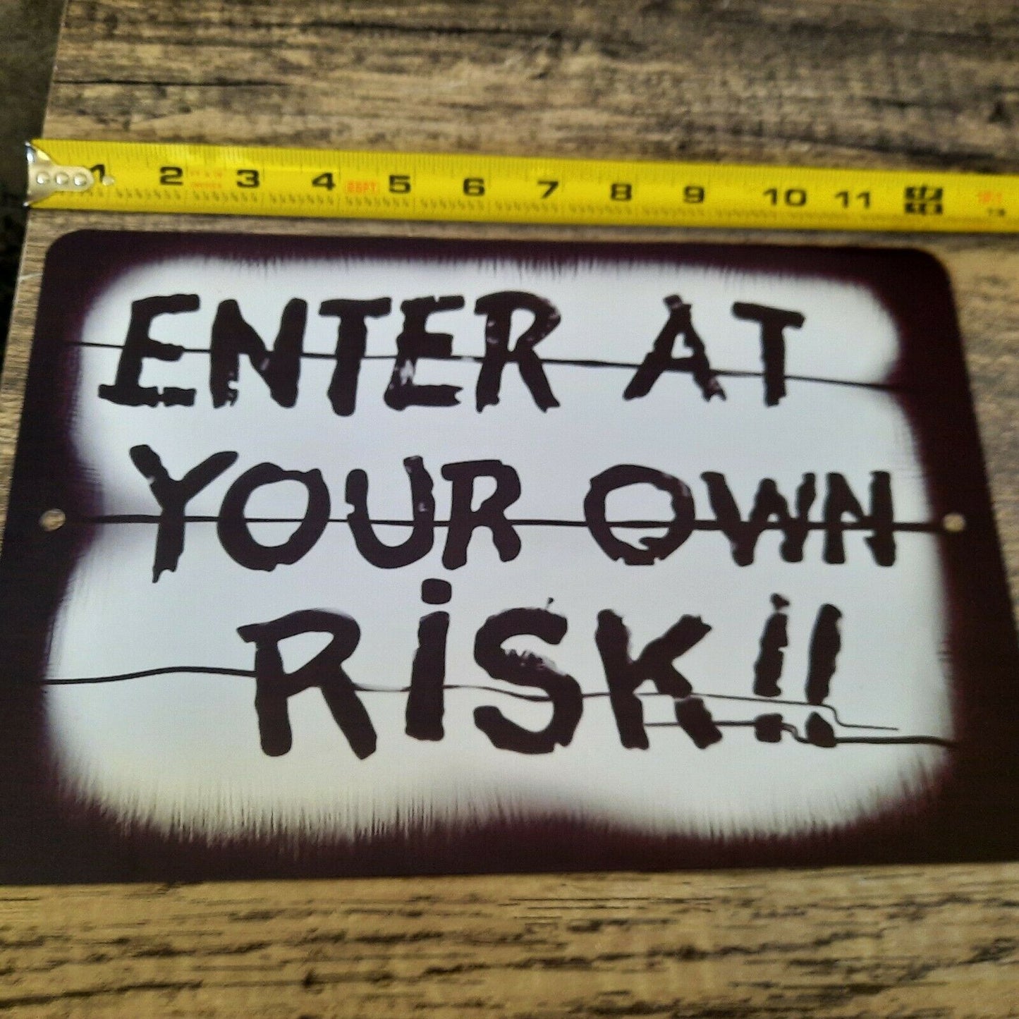 Enter At Your Own Risk Halloween Holidays 8x12 Metal Wall Warning Sign