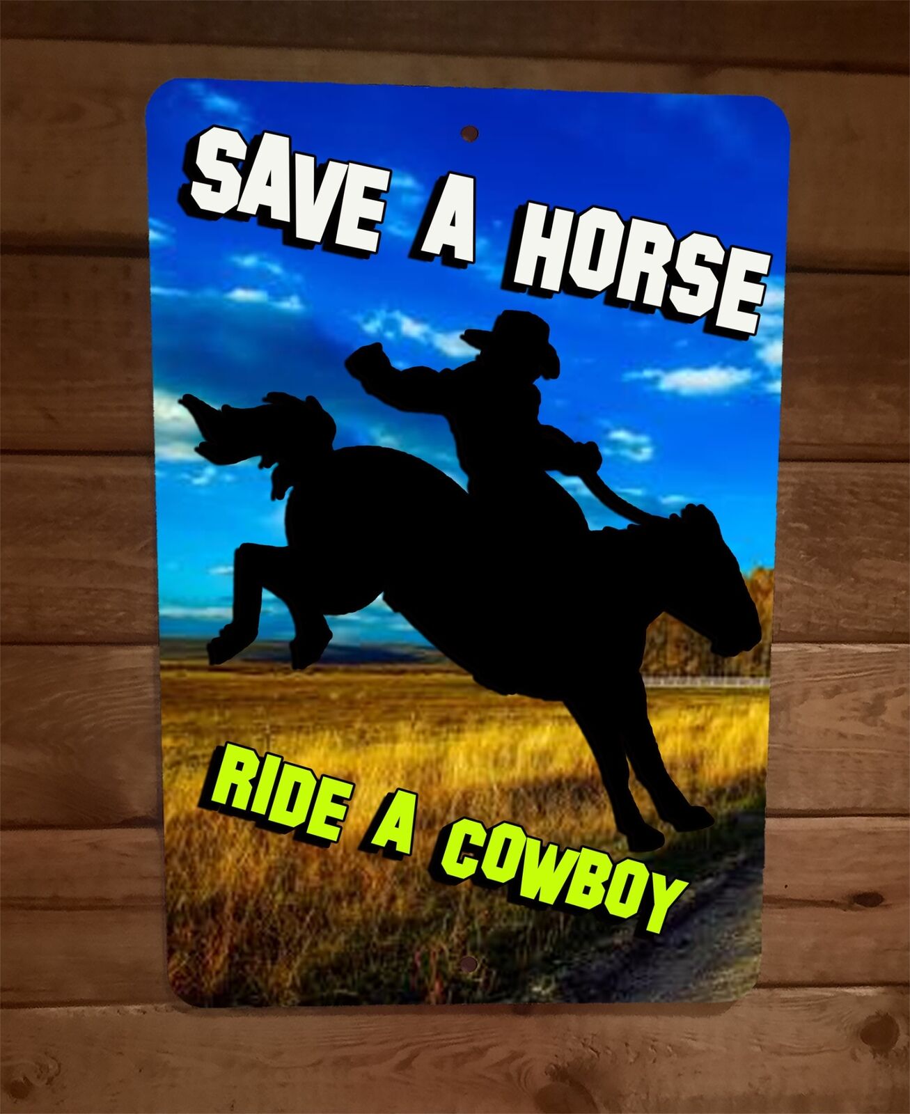 Save a Horse Ride a Cowboy 8x12 Metal Wall Sign