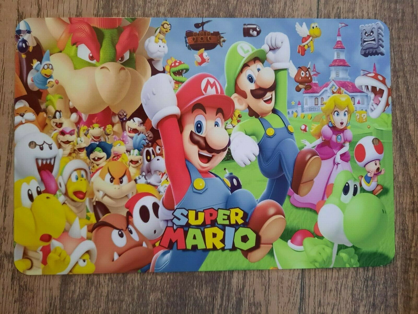 Super Mario and Gang 8x12 Metal Wall Sign #1 Retro 80s