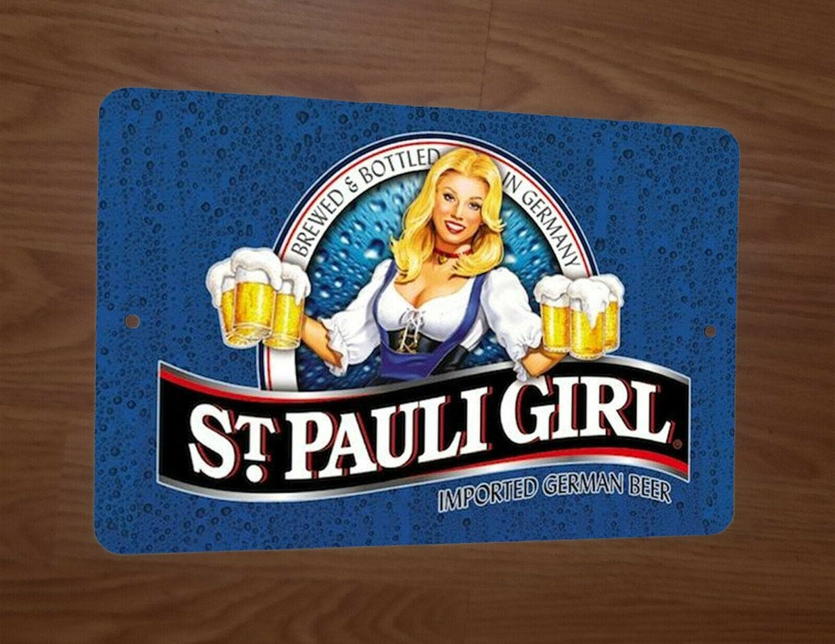 St Pauli Girl Imported German Beer 8x12 Metal Wall Alcohol Bar Sign
