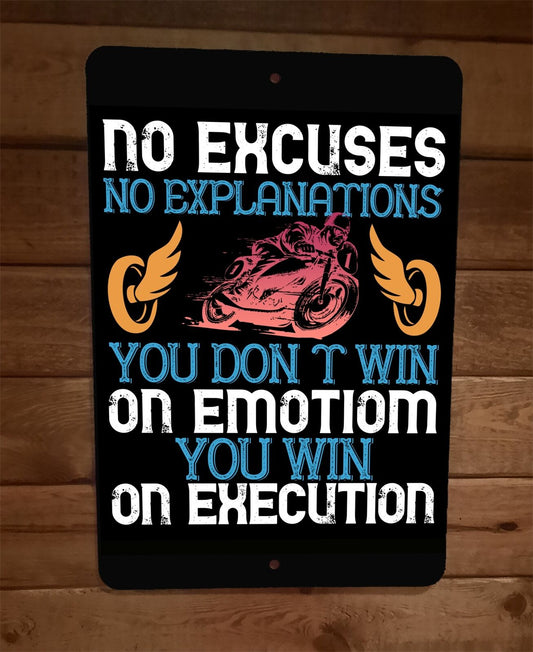 You Win on Execution Motorcycle Racing 8x12 Metal Wall Sign Garage Poster