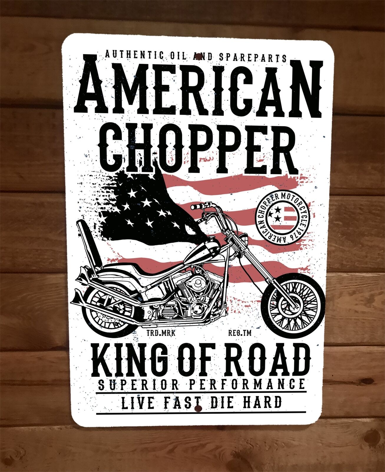 American Chopper Motorcycle King of Road 8x12 Metal Wall Sign