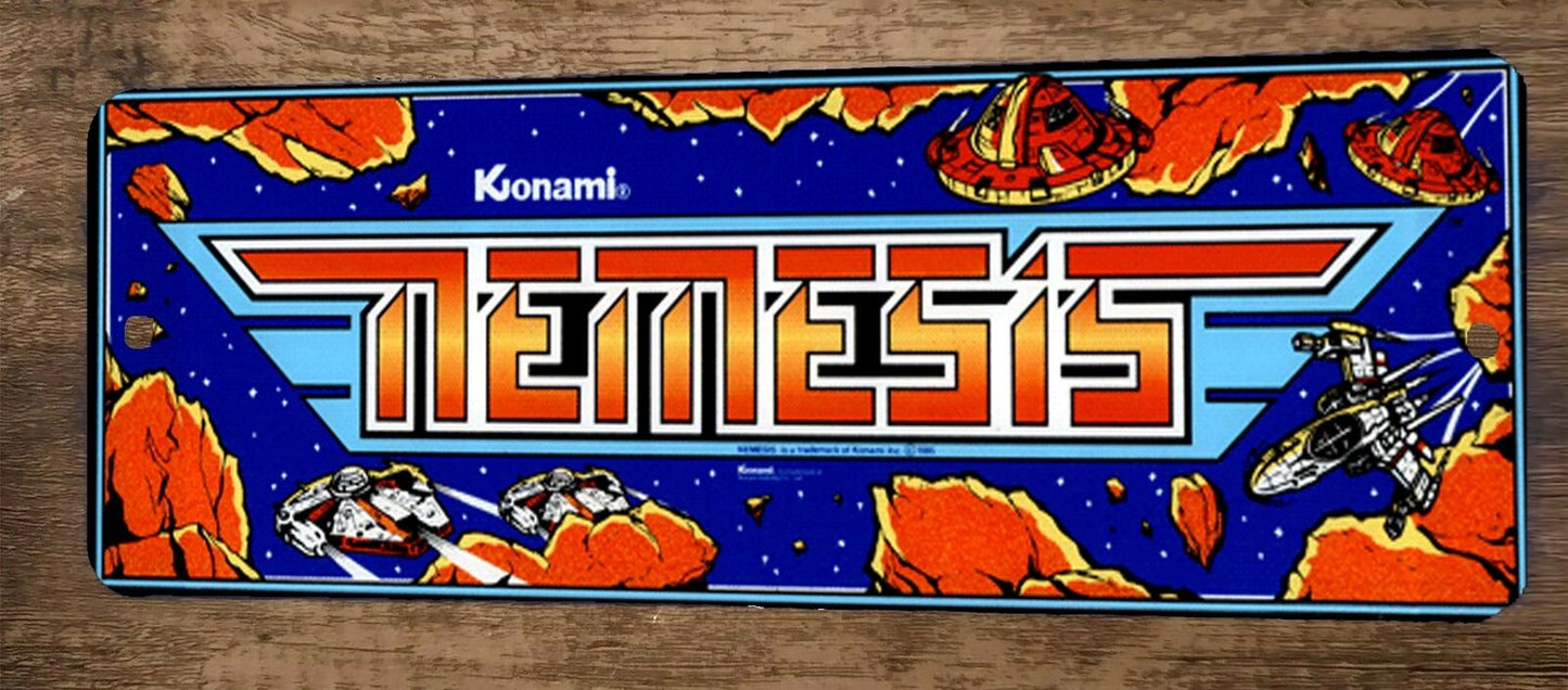 Nemesis Arcade 4x12 Metal Wall Video Game Marquee Banner Sign